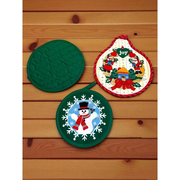 6 Vintage Potholders Christmas, snowman, Wreath, Country farm sunflower - Picture 4 of 6